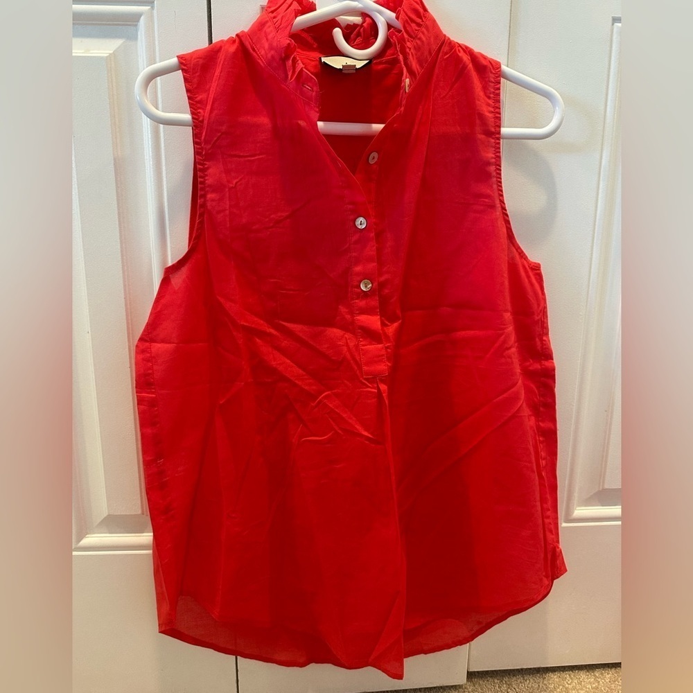 Tuckernuck Poppy red/orange Sleeveless cotton Popover top small - Picture 1 of 3